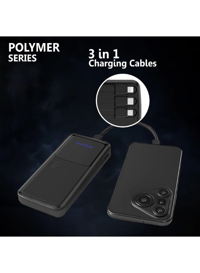 يونيكس باور بانك يونكس UX-1535 بسعة 10000mAh | شحن سريع PD 22.5W | كابلين مدمجين Type-C وMicro USB | شاشة LED رقمية | شاحن محمول | أبيض - Image 5
